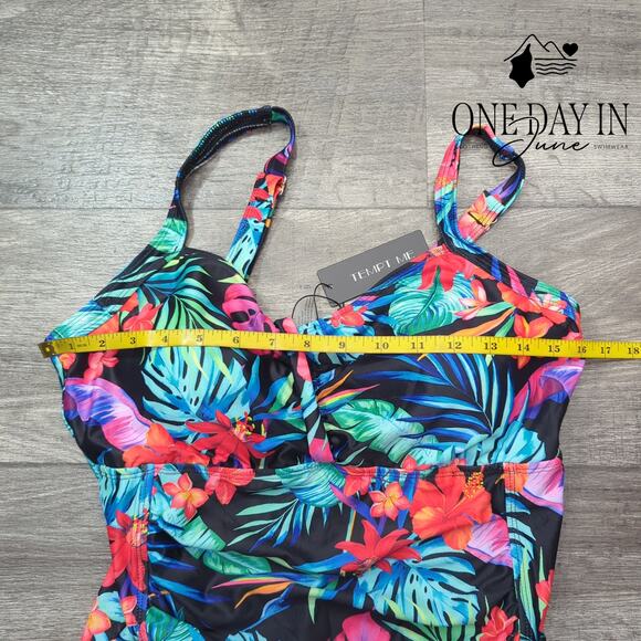 Tempt Me Tropical Tummy Control One Piece Swimsuit Size XL - Picture 3 of 5